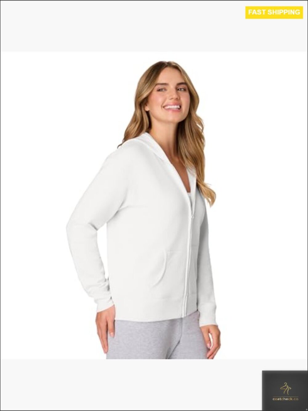 Midweight Full-Zip Hoodie Cozy Fleece Cotton Polyester Zip-Up Sweatshirt - Picture 4 of 7